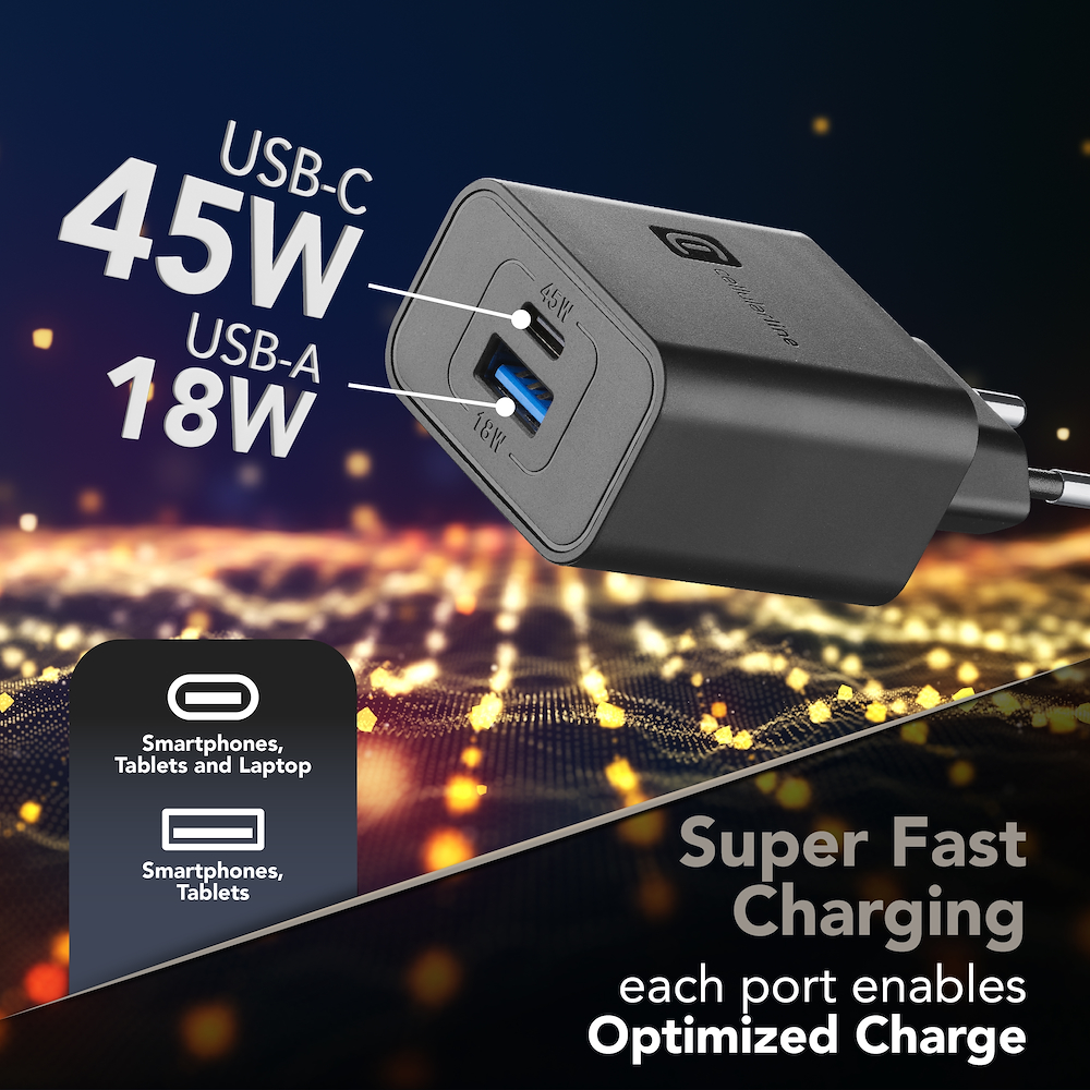CELLULAR LINE ACHSMUSB2PD45WK - Dual Super Fast Charger 45W