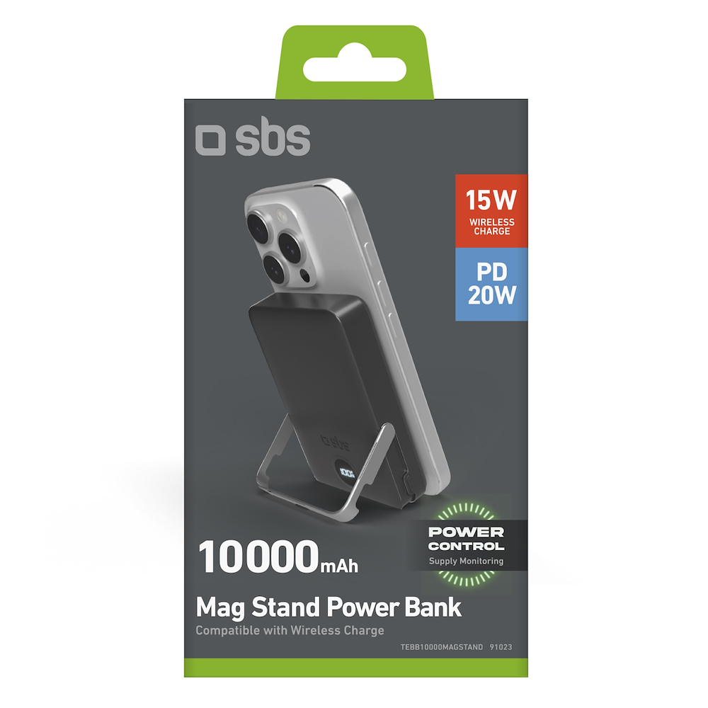 SBS TEBB10000MAGSTAND - Power bank 10000mAh con supporto