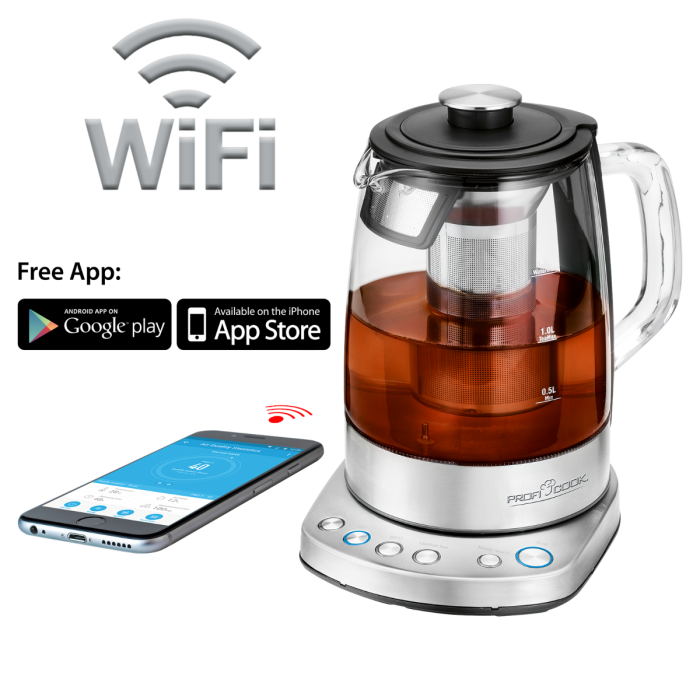 PROFICOOK 501167 PC-WKS1167G - ProfiCook PC-WKS 1167 G Glas-Tee-Wasserkocher mit WLAN-Steuerung