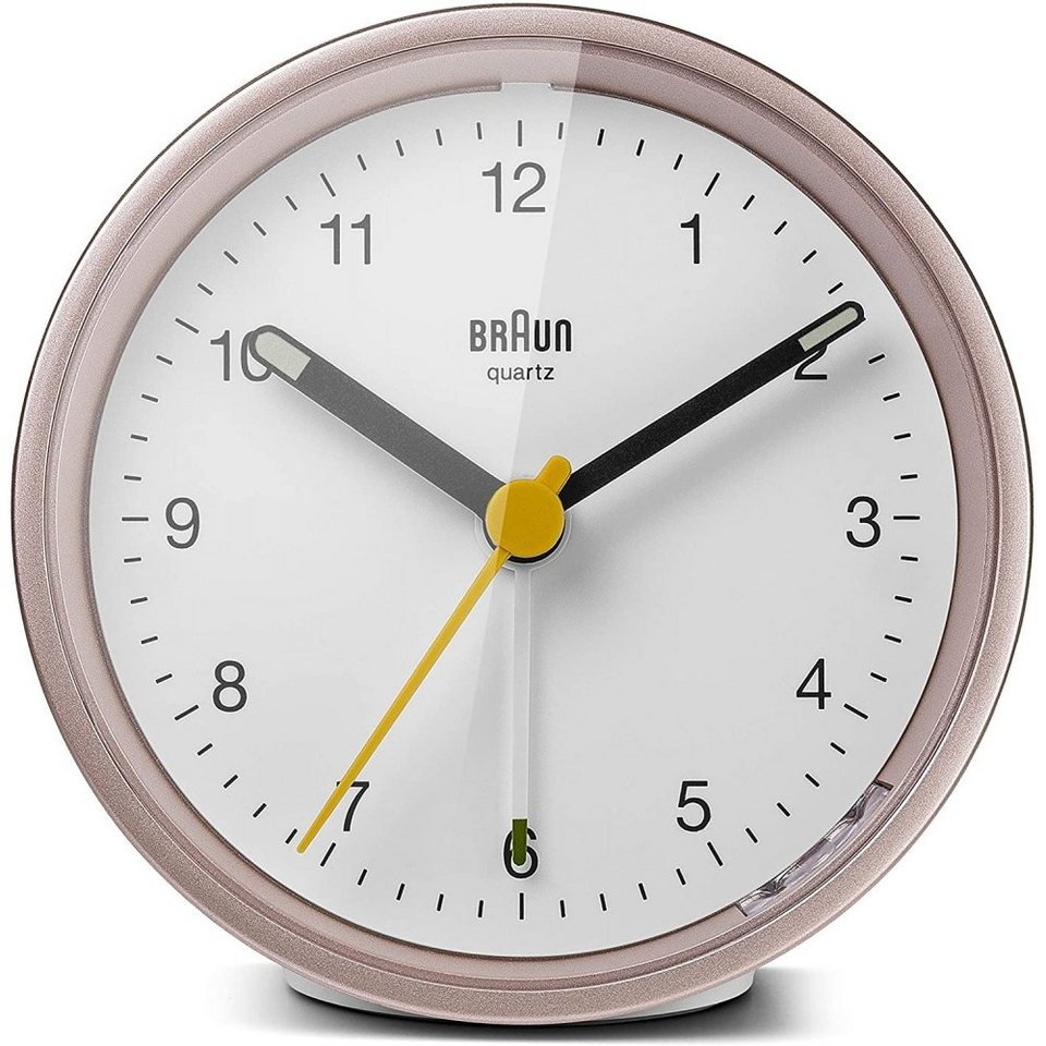 BRAUN BC12PW - Braun BC12PW Klassischer Analogwecker Weiß-Pink
