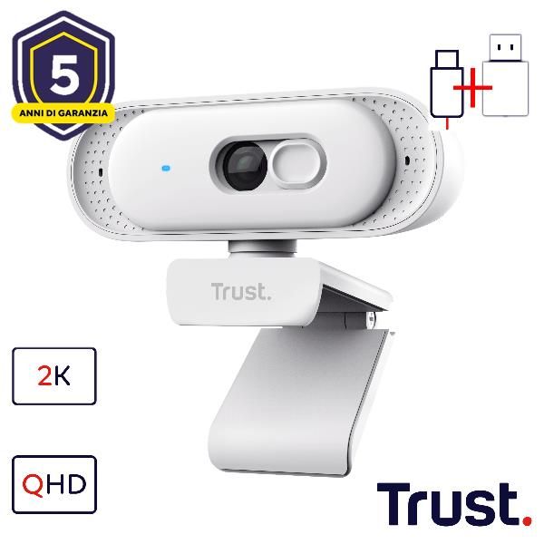 TRUST 26180 - Webcam QHD 2K Bianca