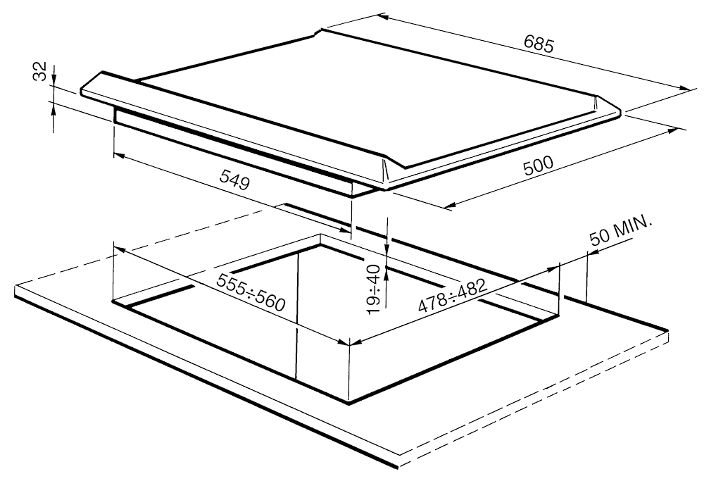 SMEG SRV575GH5 - Smeg 70cm Gas-Kochfeld