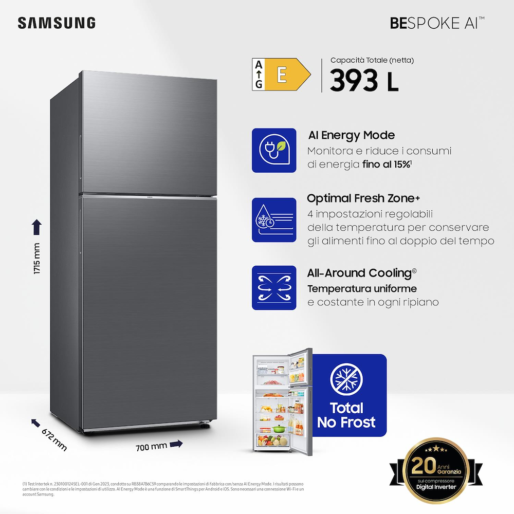 SAMSUNG RT38CG6624S9 - Frigorifero Samsung Doppia Porta