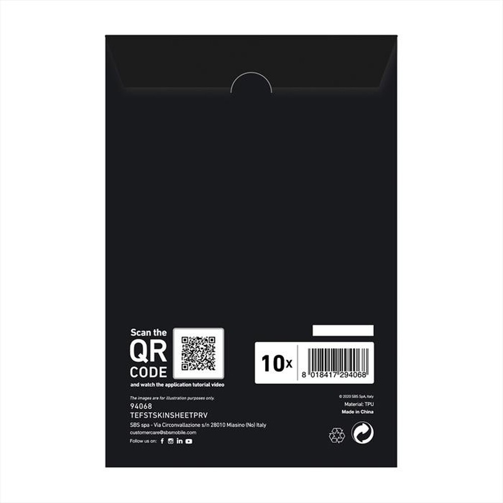 SBS TEFSTSKINSHEETPRV2 - Antikratzschutzfolie Privacy 10 Stück