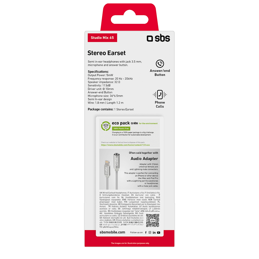 SBS TEEARSETMIX65K - Studio Mix 65 Auricolari In-Ear Cablati