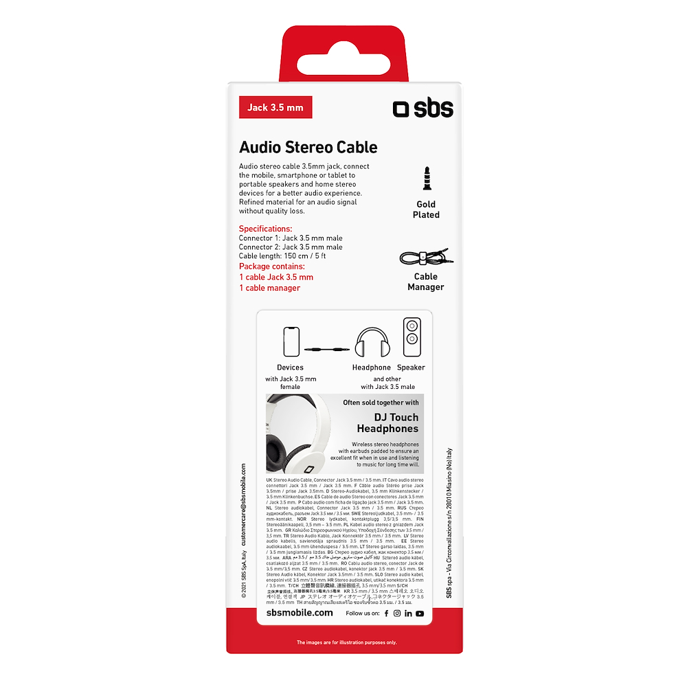 SBS TECABLE35KR - Stereo Klinkenkabel 3,5 mm 1,5 m