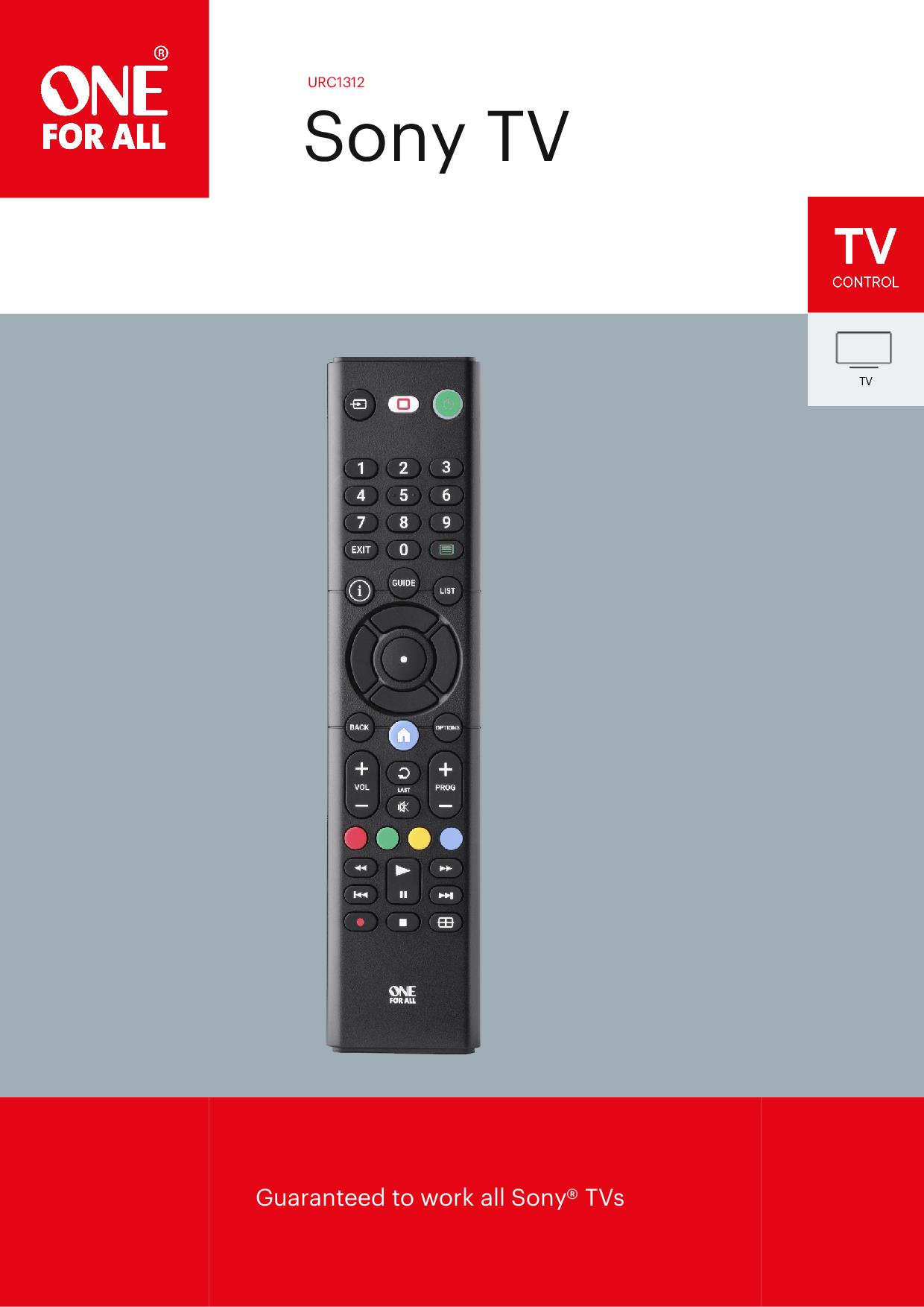 ONE FOR ALL URC1312 - Universalfernbedienung für Sony TV ONE FOR ALL URC1312 - Universalfernbedienung für Sony TV