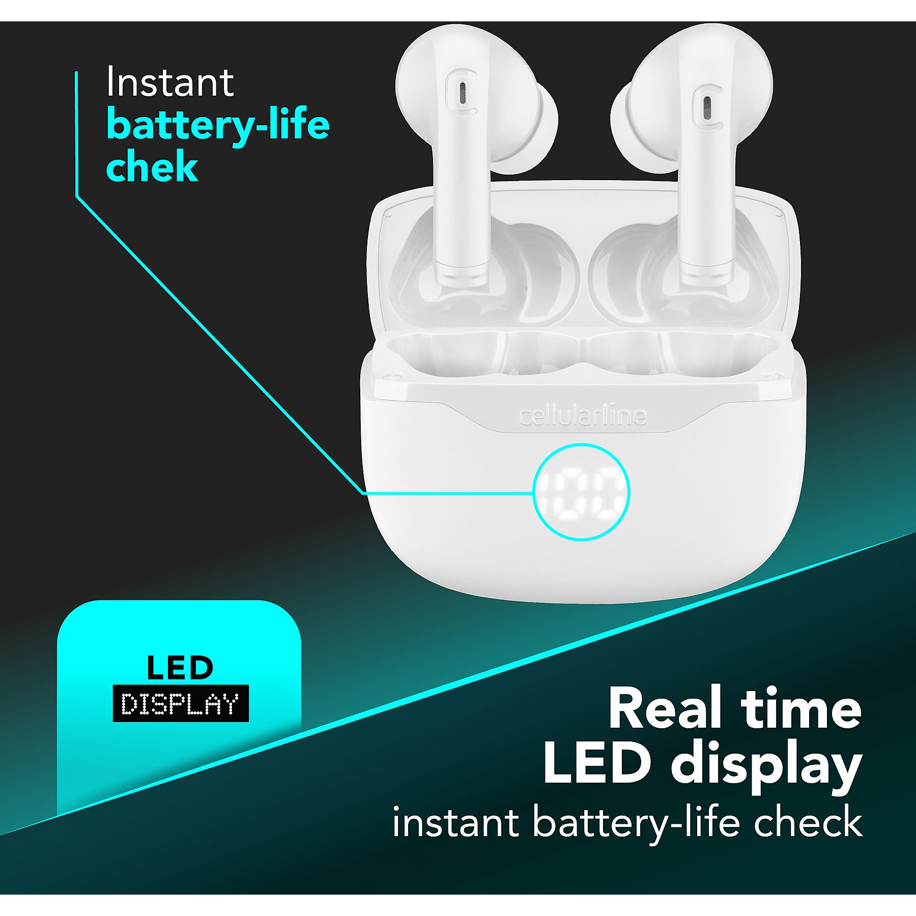 Cellularline BTKEYTWSW - True Wireless Bluetooth In-Ear Kopfhörer