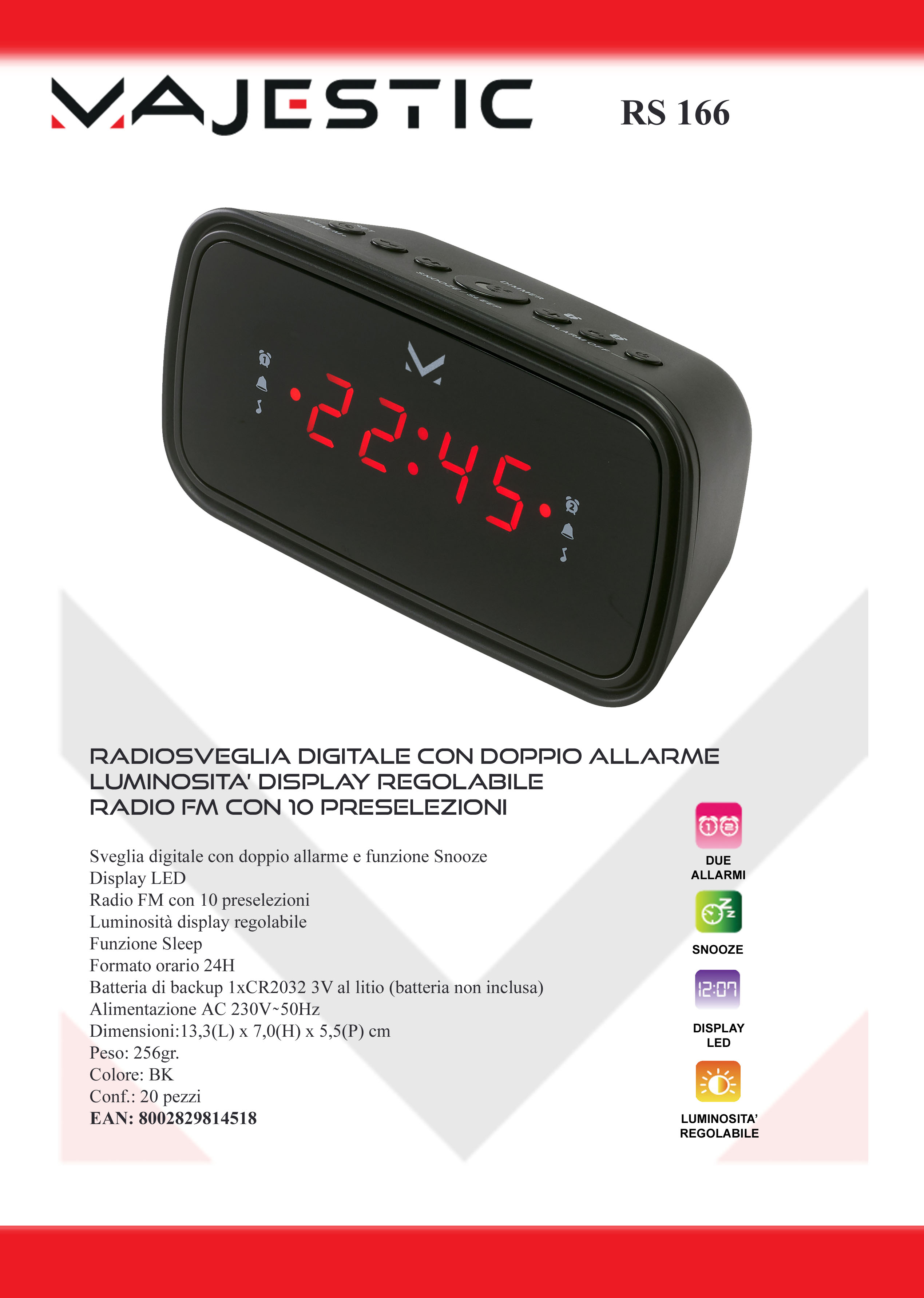 MAJESTIC RS166 - Majestic RS 166 Digitaler Radiowecker