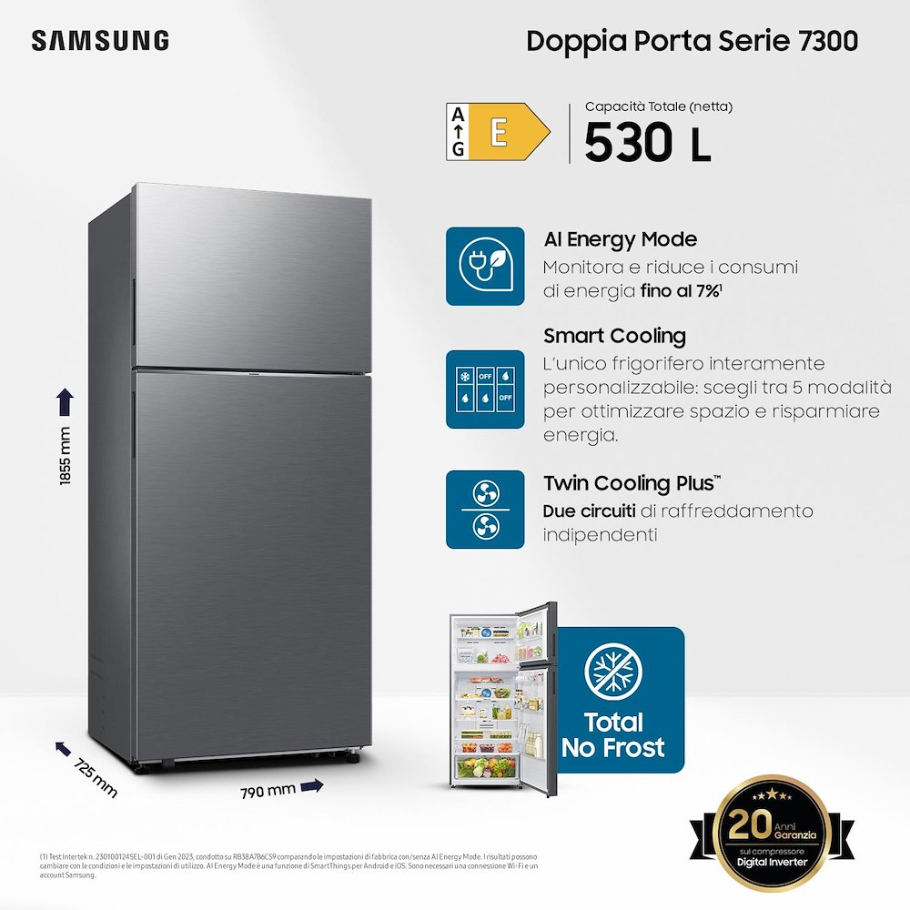 SAMSUNG RT53DG7A14S9 - Frigorifero doppia porta 530lt WiFi