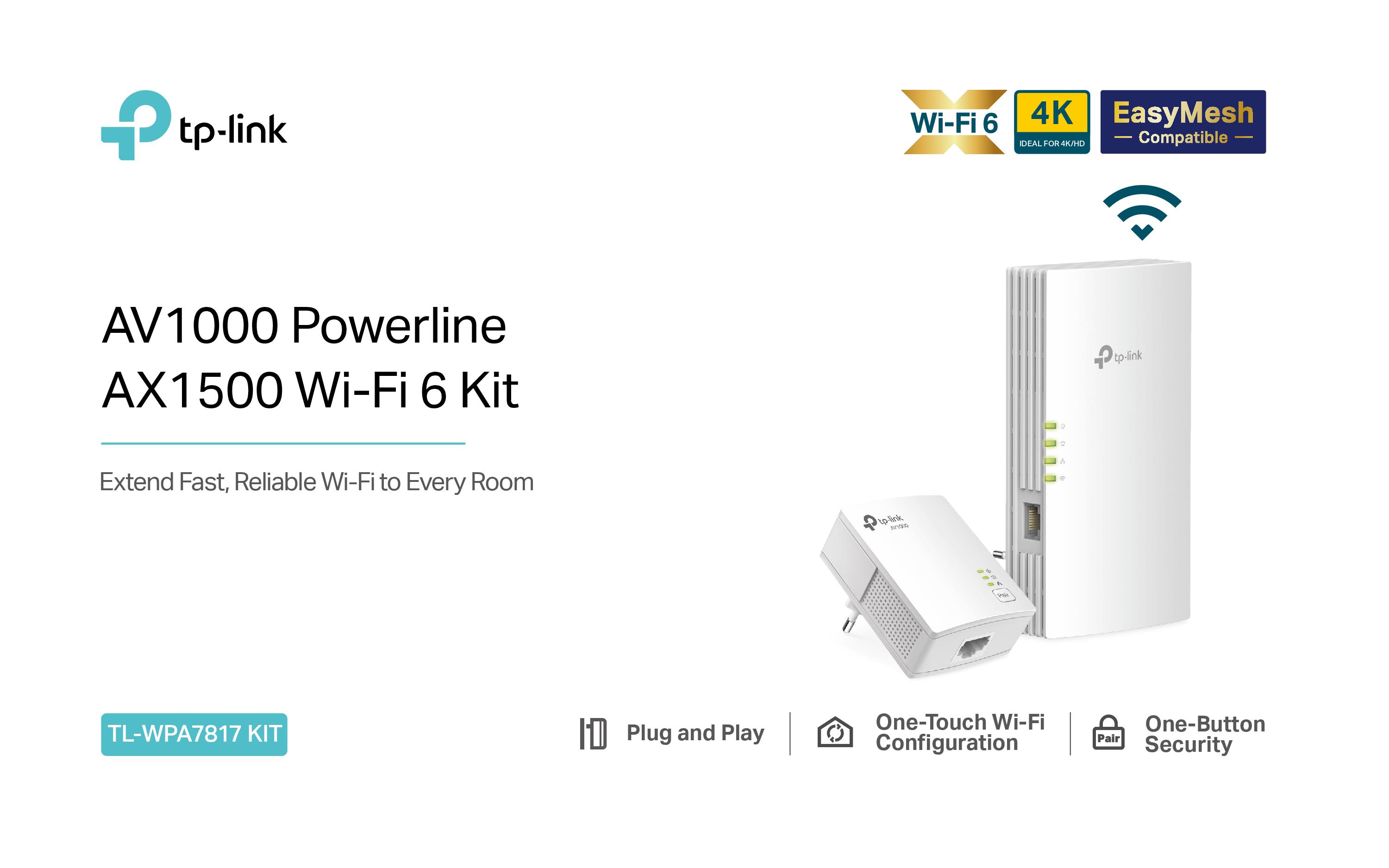 TP-LINK TLWPA7817KIT - Kit Powerline AV1000 con Wi-Fi 6