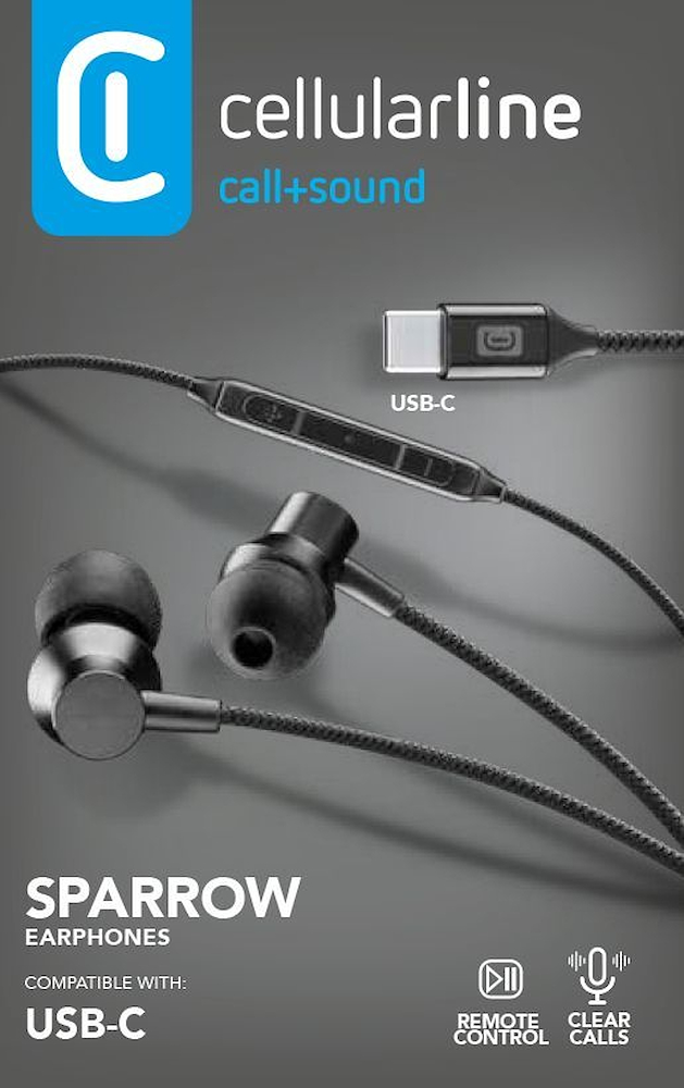 CELLULAR LINE AUSPARROWTYPECK - Auricolari In-Ear Type-C Neri