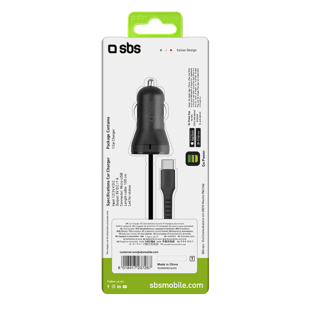 SBS TECRMICRO1ASTD - TECRMICRO1ASTD 0480439 CARICABATT.AUTO X CELL. 12/24V