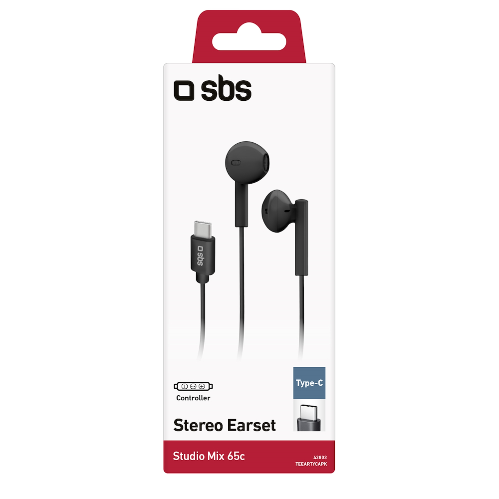 SBS TEEARTYCAPK - Cuffie Semi In-Ear USB-C Nere