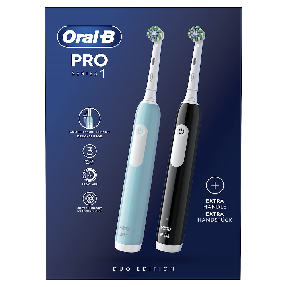 ORAL-B PRO1DUOBLACKBLU - Oral-B Pro 1 Duo Spazzolino Elettrico Nero/Blu