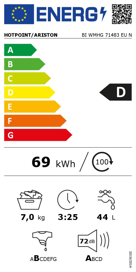 HOTPOINT-ARISTON BIWMHG71483EUN - Einbauwaschmaschine 7 Kg 1400 U/min