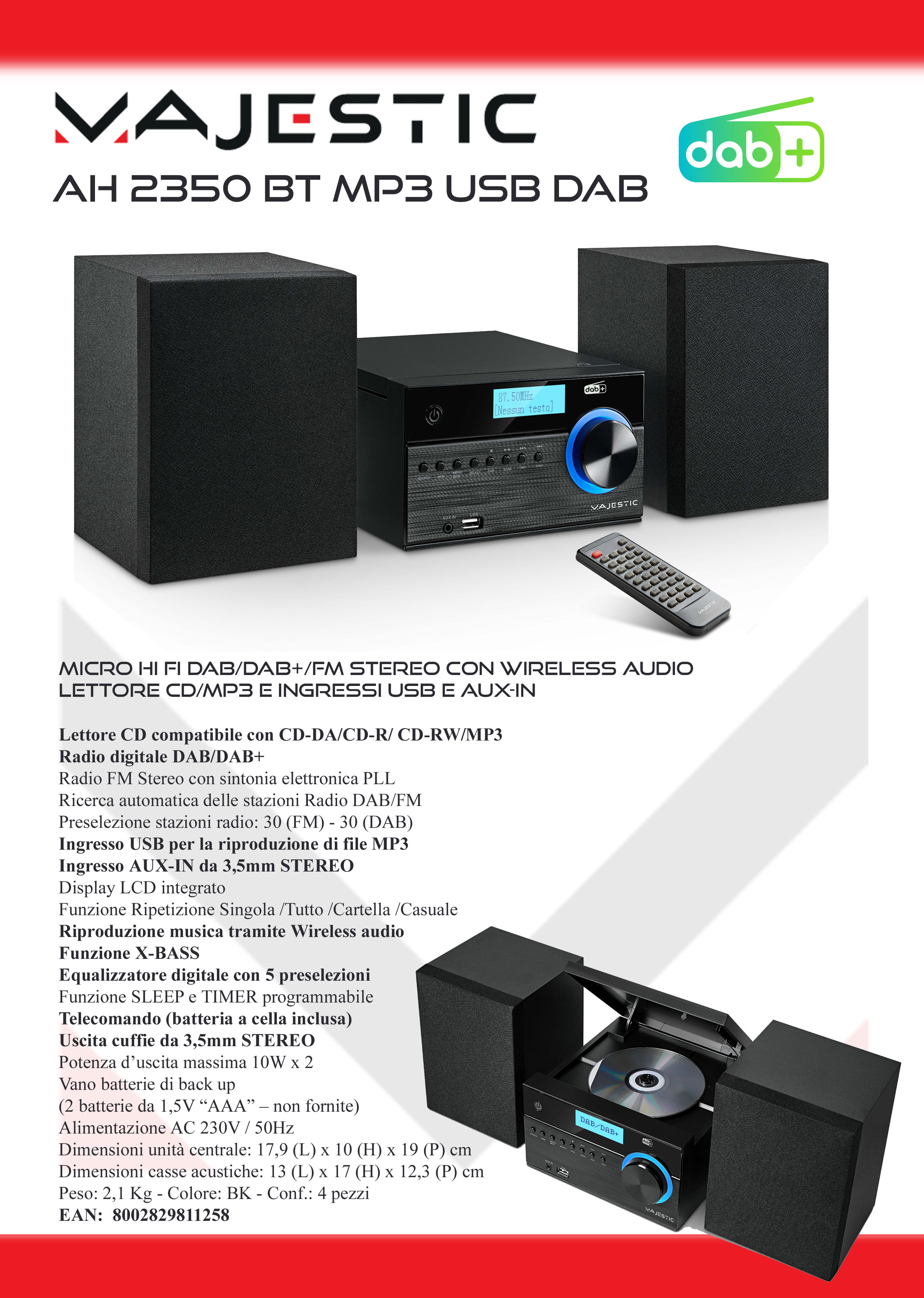 MAJESTIC AH2350BTMP3USBDAB - AH2350BT MP3 USB DAB Radio