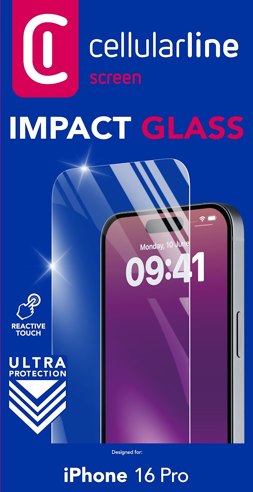 CELLULAR LINE TEMPGLASSIPH16PRO - Vetro temperato antiurto iPhone 16 Pro