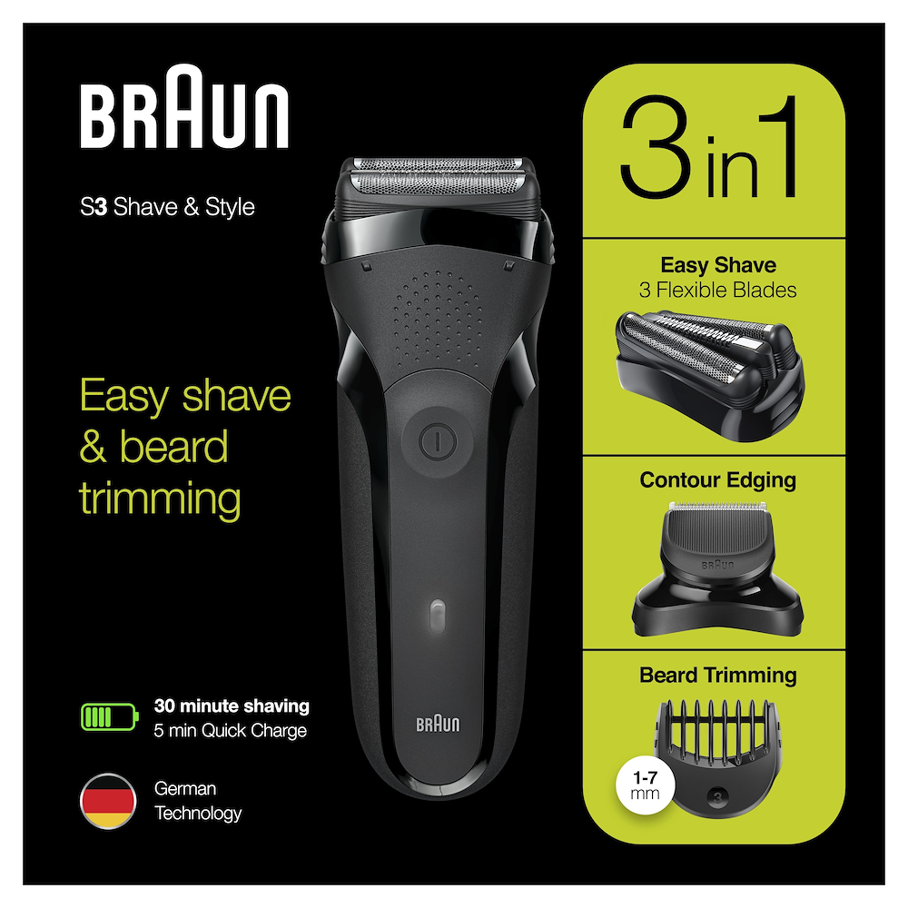 BRAUN 300BTNERO - Rasoio Elettrico Braun 3-in-1