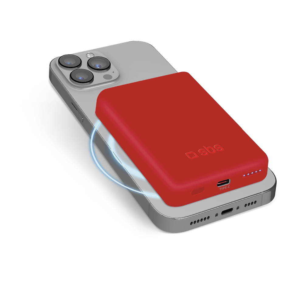 SBS TEBB5000MAG1CR - Powerbank Magsafe 5000mAh Rosso