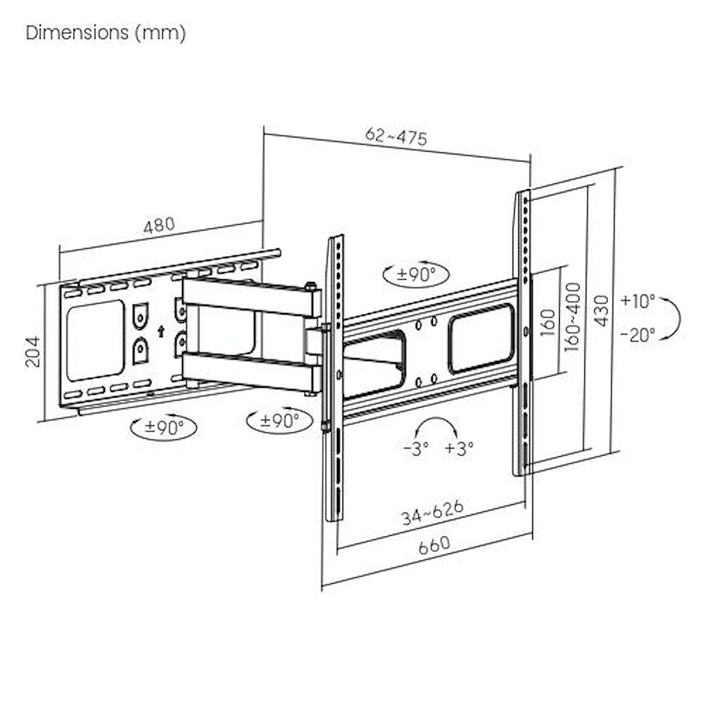 MUNARI SP349 - Schwenkbarer TV-Halter bis 70 Zoll