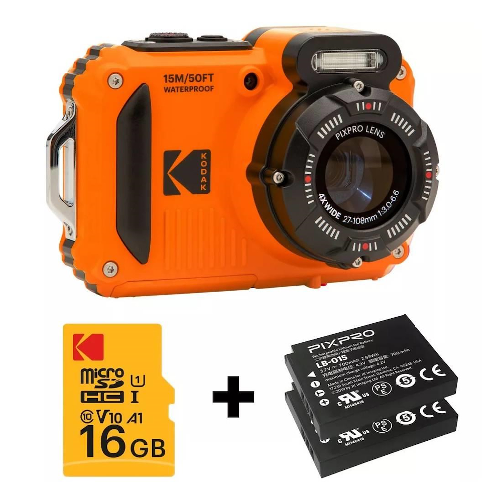 KODAK WPZ2ORANGECOMBOPACK - Kodak PIXPRO WPZ2 Wasserdichte Digitalkamera Orange Paket