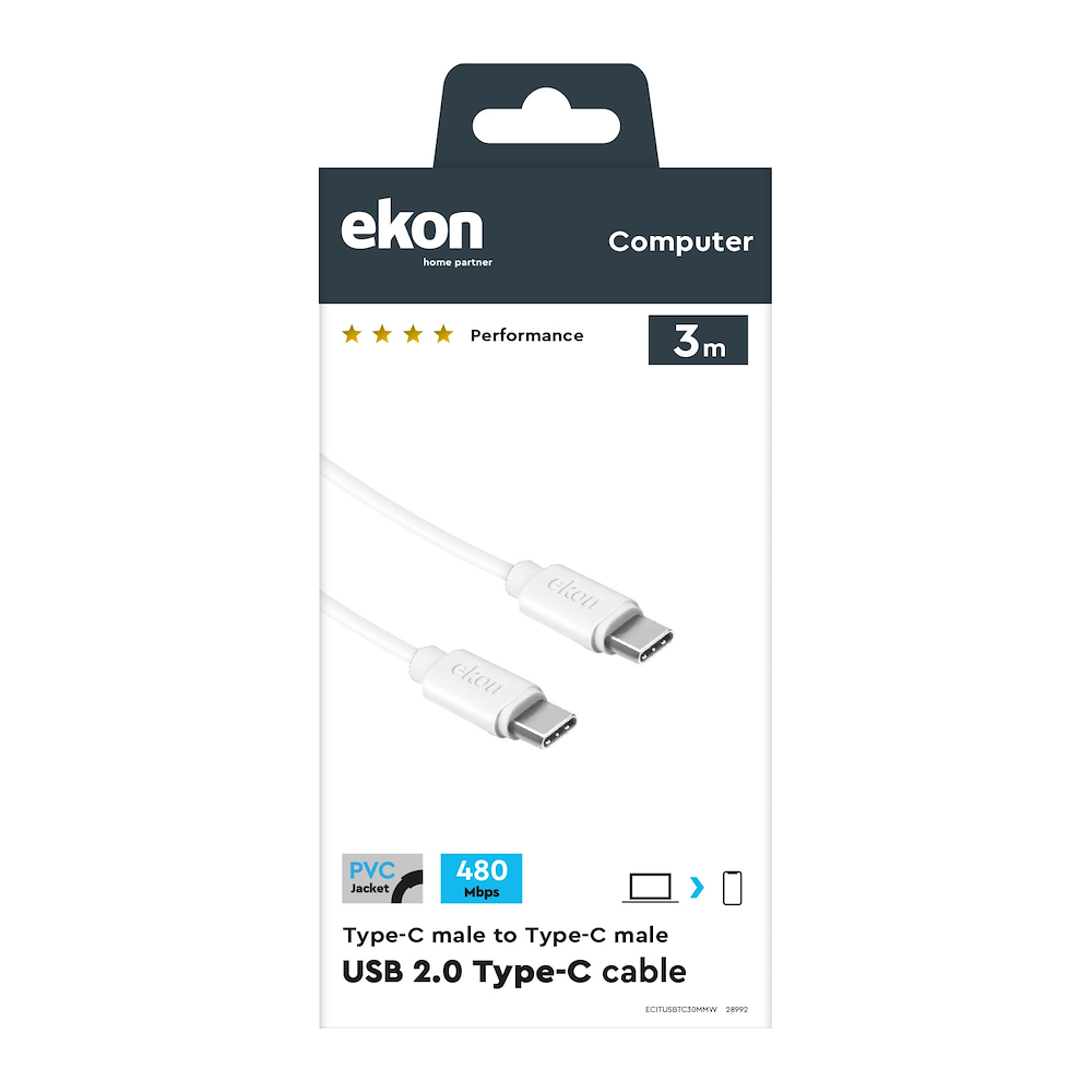 EKON ECITUSBTC30MMW - Cavo USB-C 3 metri bianco