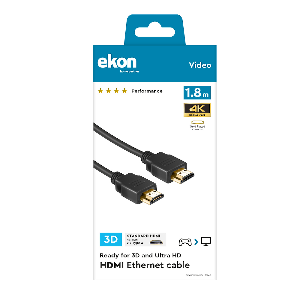 EKON ECVHDMI100MMG - Cavo HDMI 1.4 10 metri con Ethernet