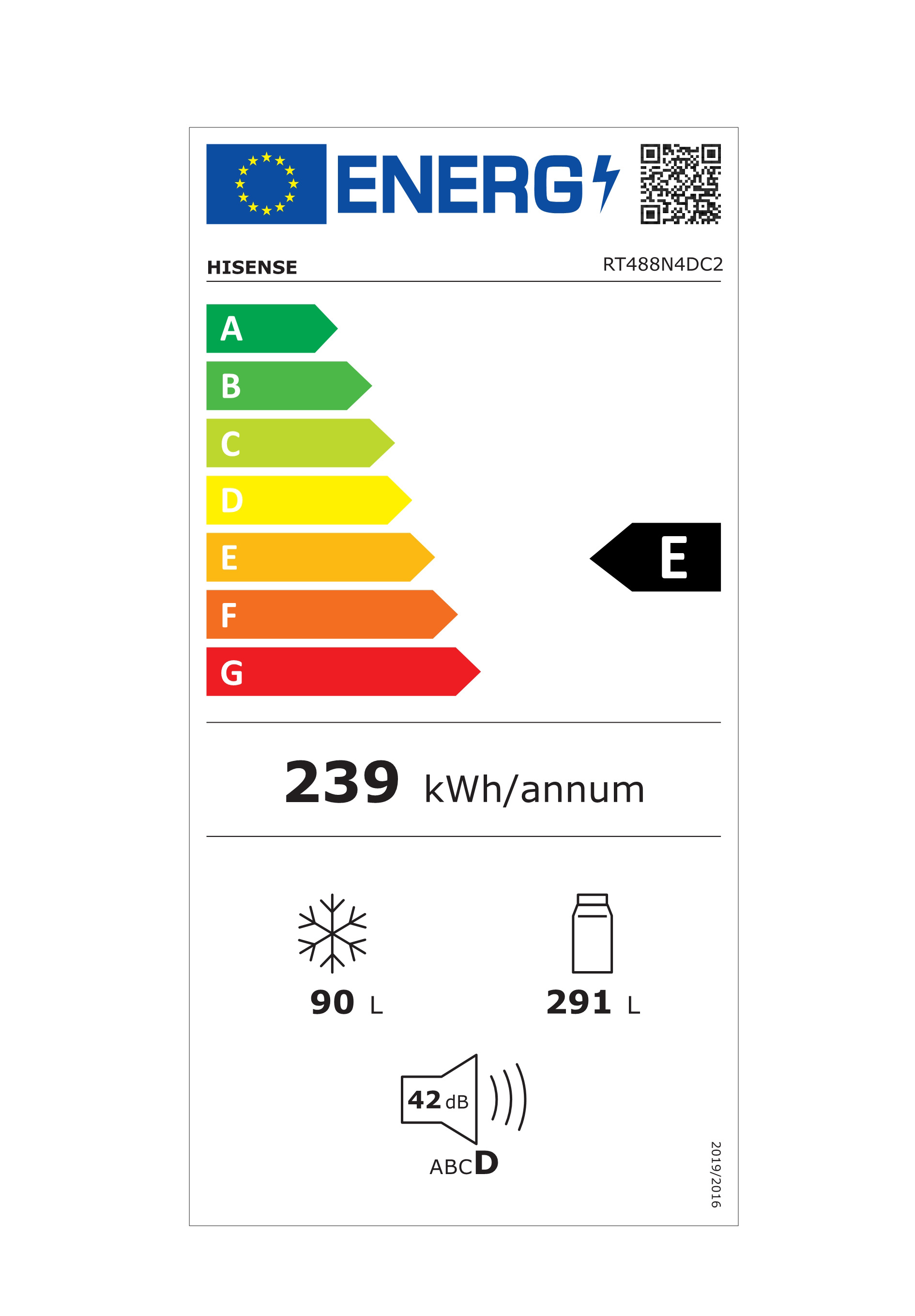 HISENSE RT488N4DC2 - RT488N4DC2 Kühl-Gefrierkombination Edelstahl