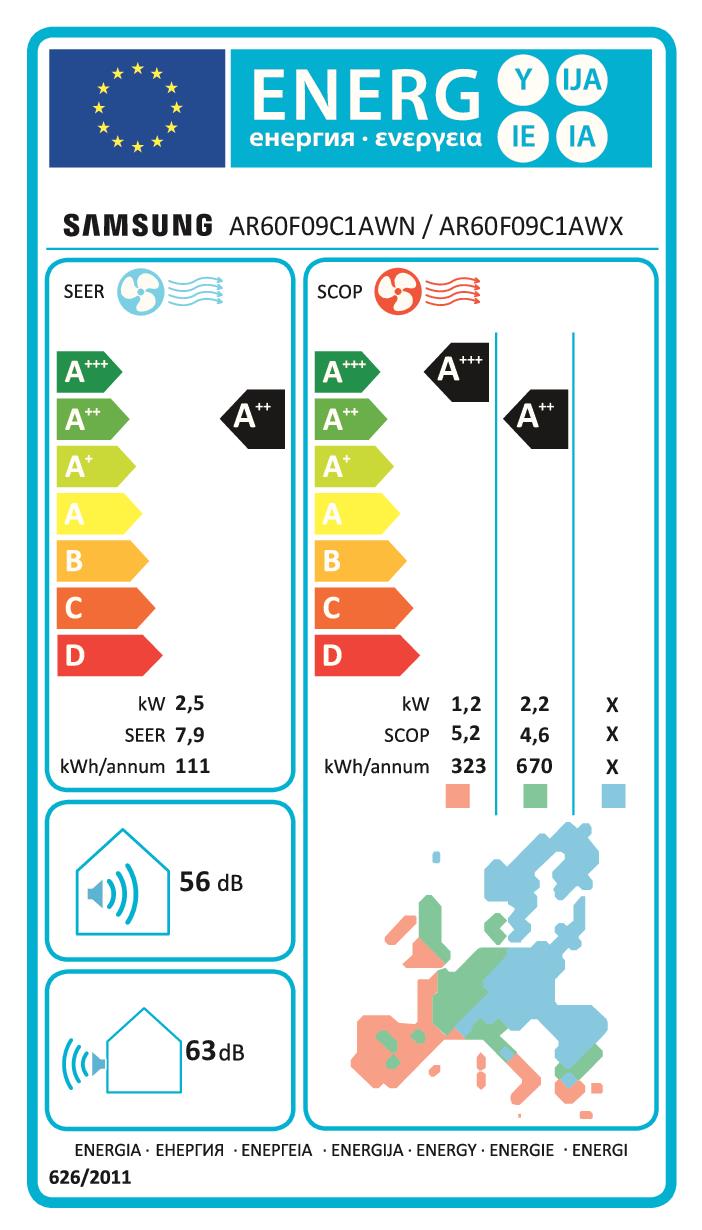 SAMSUNG AR60F09C1AWNEU - Unità Interna 2.5KW WiFi Comfort S2