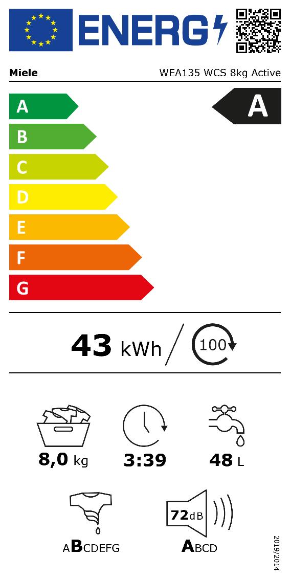 MIELE WEA135WCS - Lavatrice Miele WEA135, 8kg, 1400 giri/min