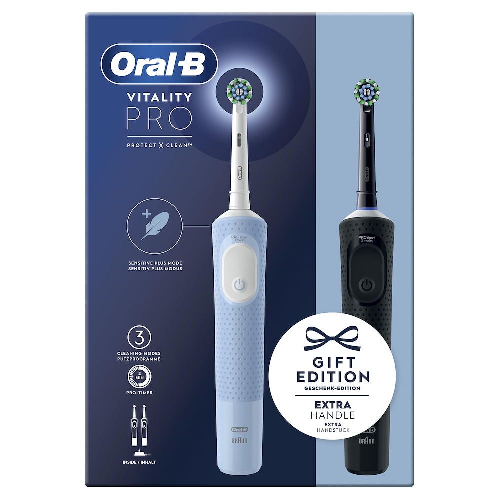 ORAL-B VITALITYPRODUOBLACKBLUE - Oral-B Vitality Pro Duo Spazzolino Elettrico Nero/Blu
