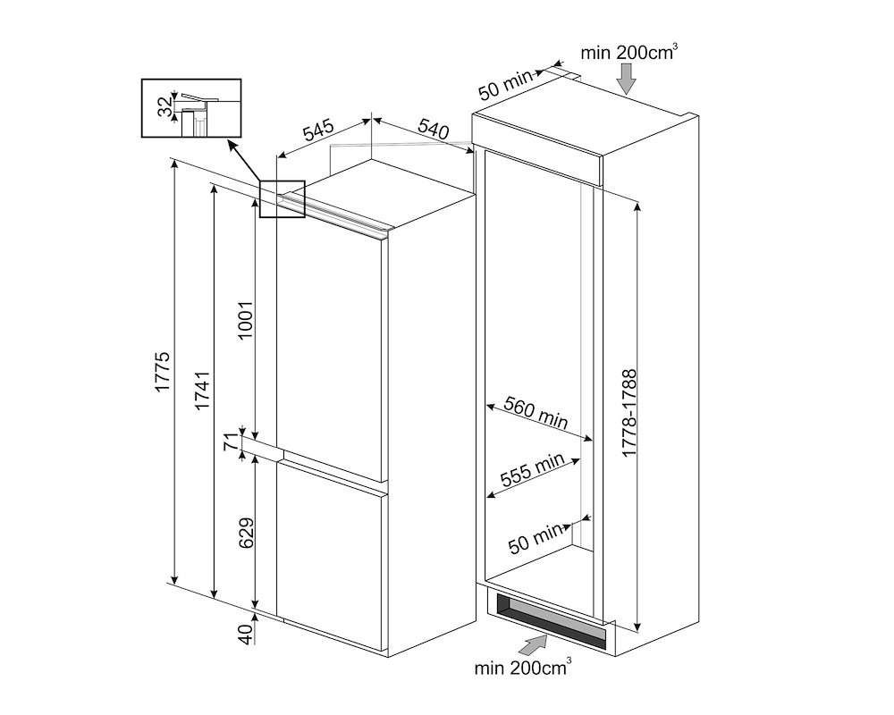 SMEG EXP177TNE - Frigo Combinato No Frost Classe E