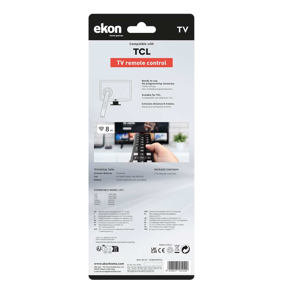 EKON ECREMOTETCL - Telecomando Universale per TV TCL