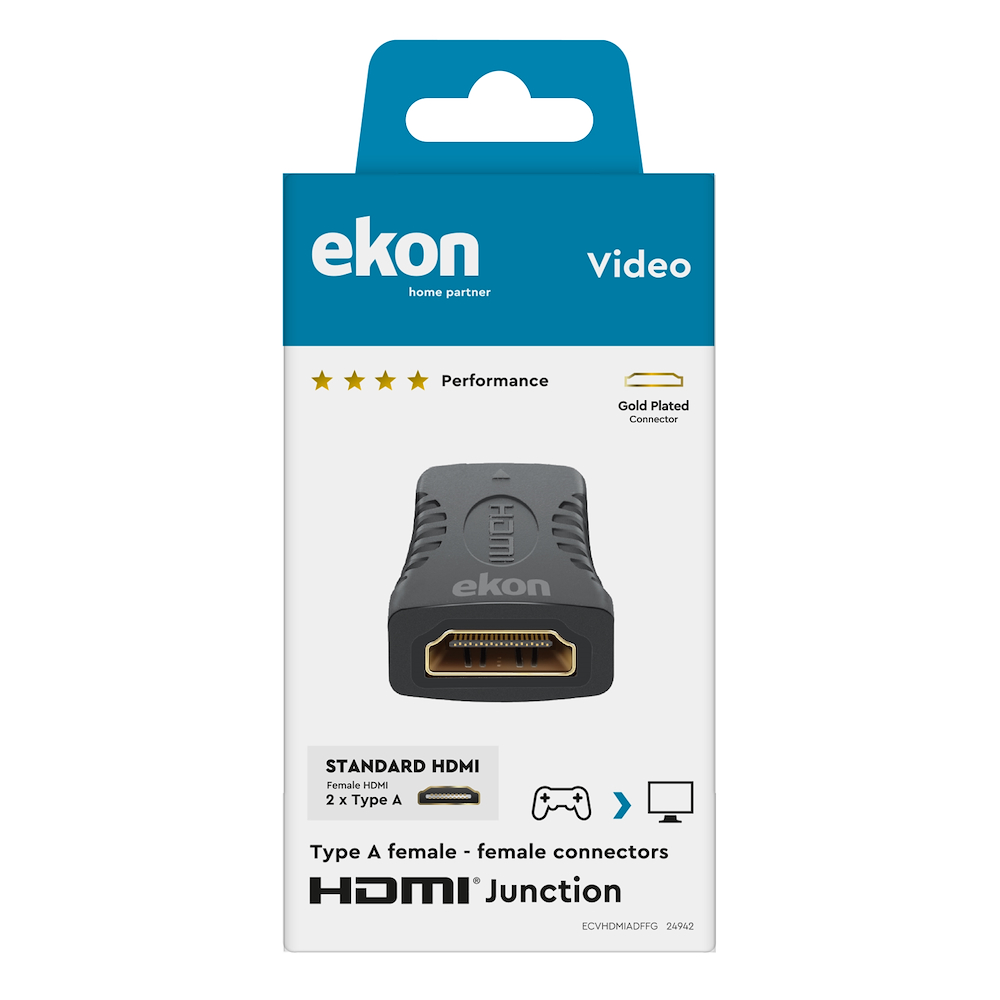EKON ECVHDMIADFFG - HDMI Adapter F-F Schwarz mit Gold
