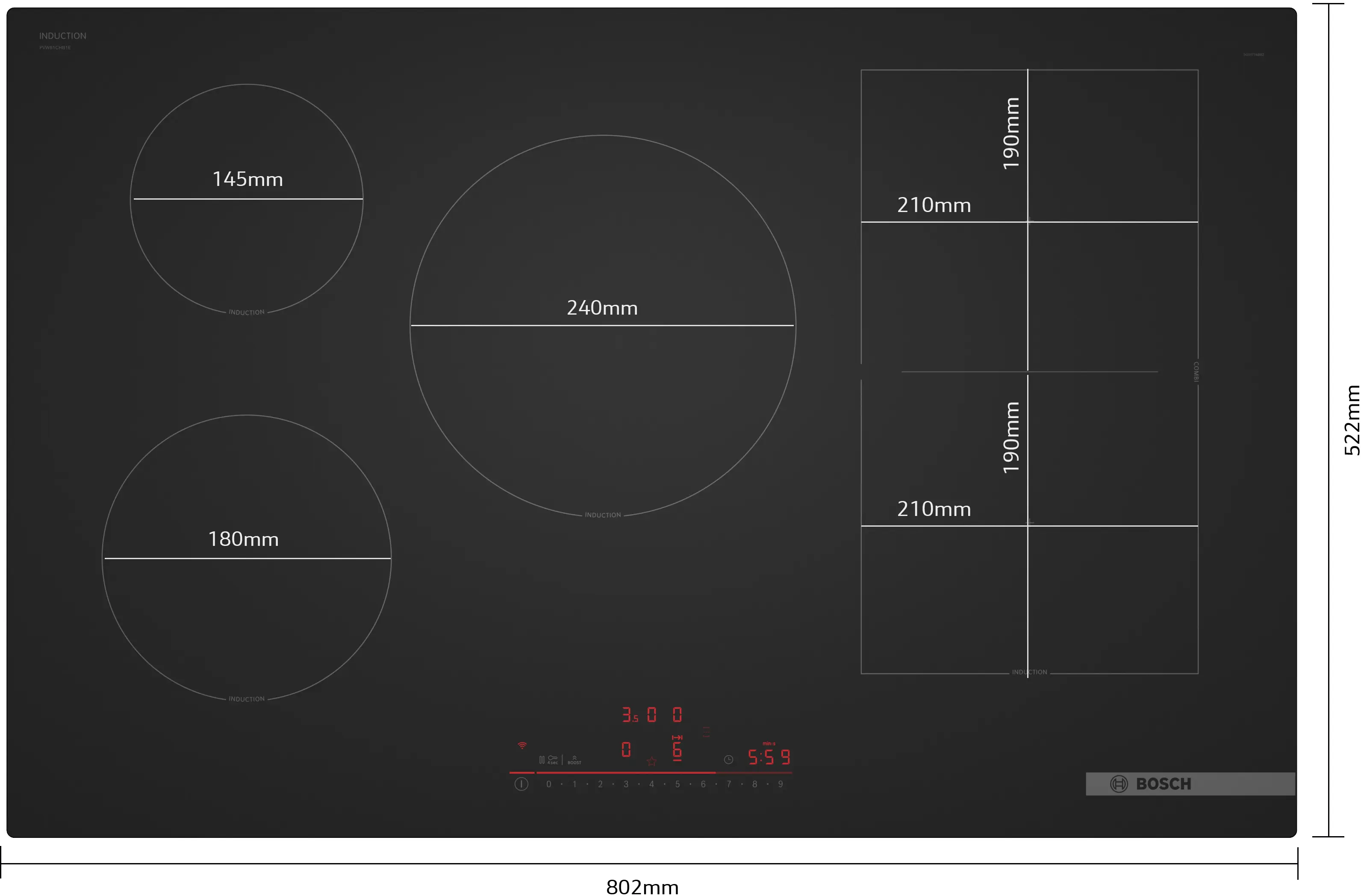 Bosch PVW81CHB1E - Piano cottura a induzione 80 cm