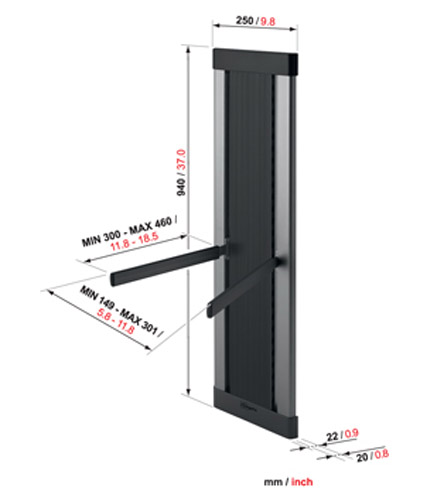Kabelsäulensystem zur Kabelorganisation, 93 cm Länge, schwarz/grau