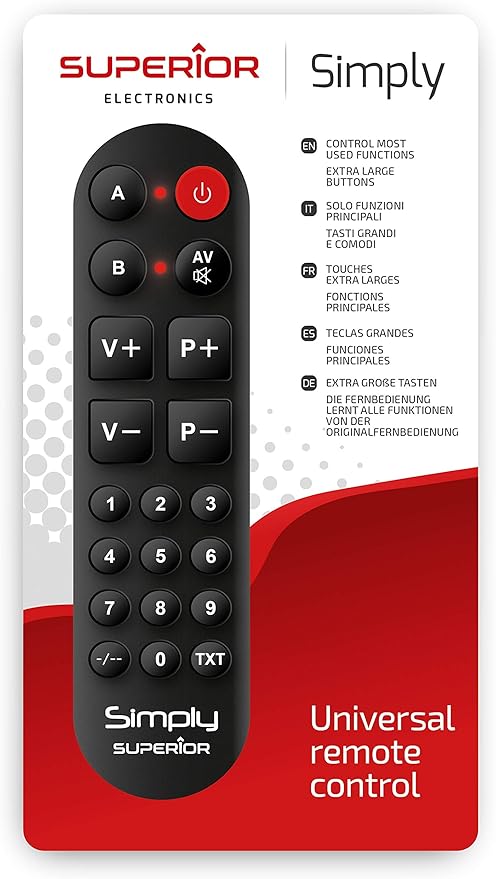 SUPERIOR SUBTLB002 - Superior SUBTLB002 – Lernfähige Universalfernbedienung mit großen Tasten