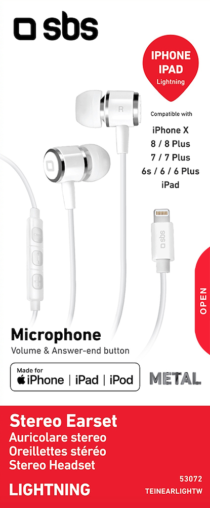 SBS TEINEARLIGHTW - Auricolari in-ear con connettore Lightning