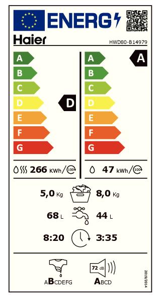HAIER HWD80B14979 - Lavatrice e asciugatrice HWD80-B14979