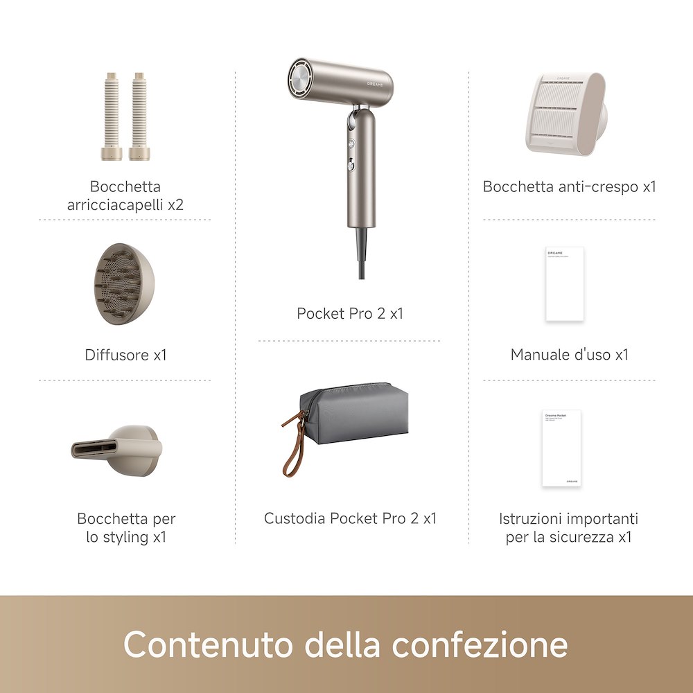 DREAME POCKETPRO2GOLD - Haartrockner Pocket Pro Gold