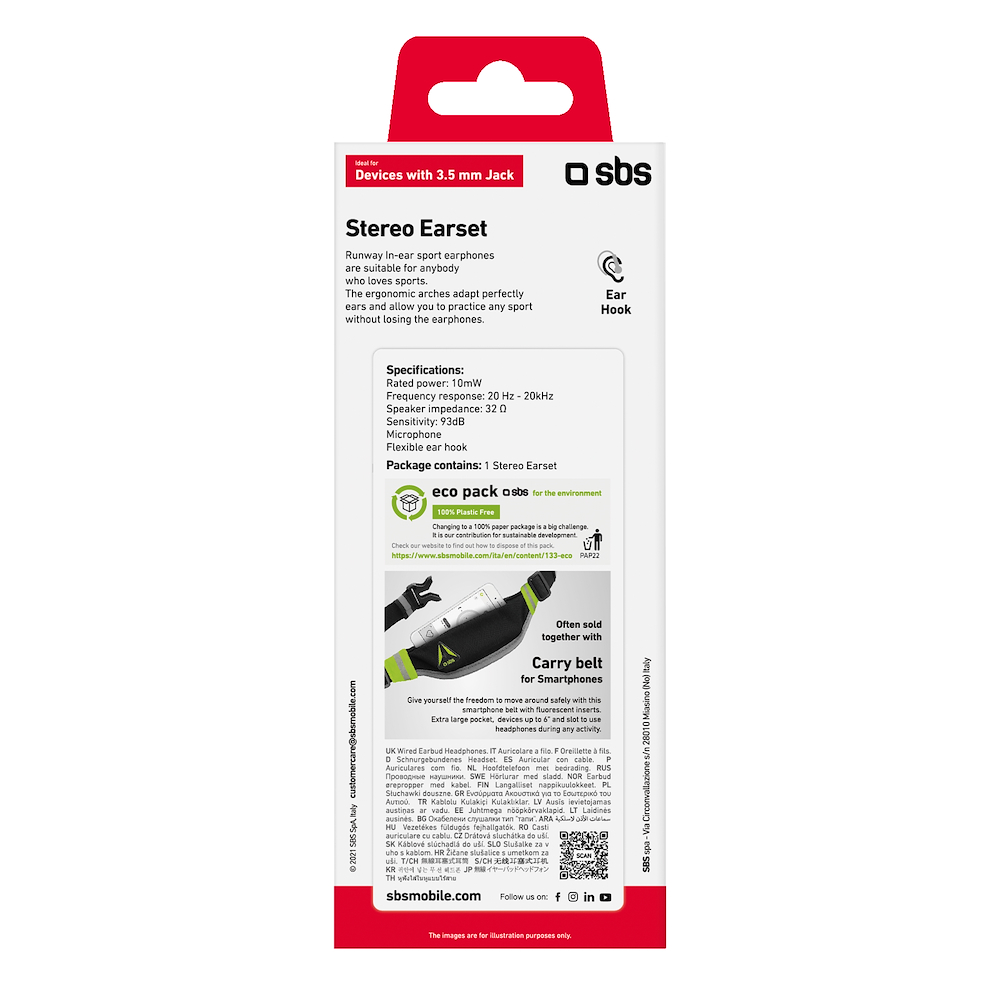 SBS TESPORTINEARK - Auricolari In-Ear  Runway Sport