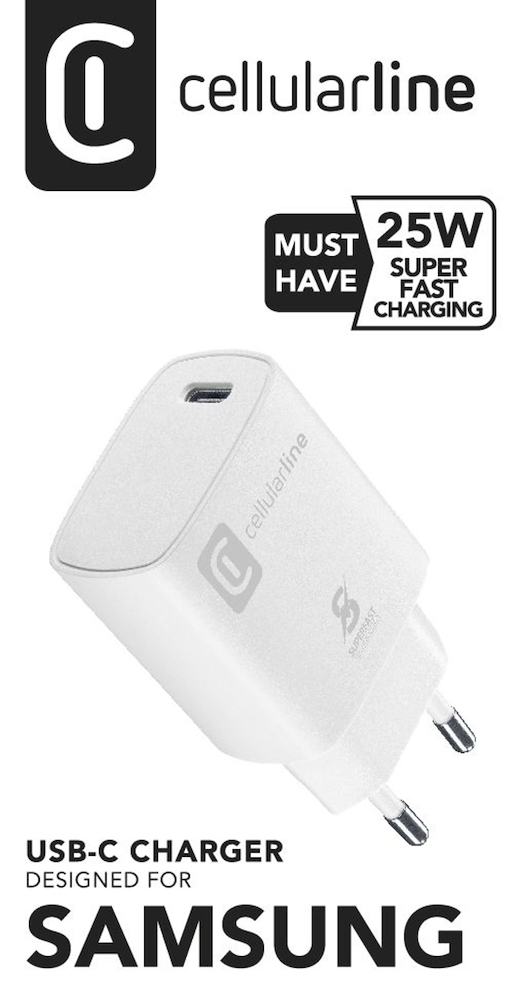 CELLULAR LINE ACHSMUSBCPD25WSMLW - Caricabatterie Muro USB-C Super Veloce 25W