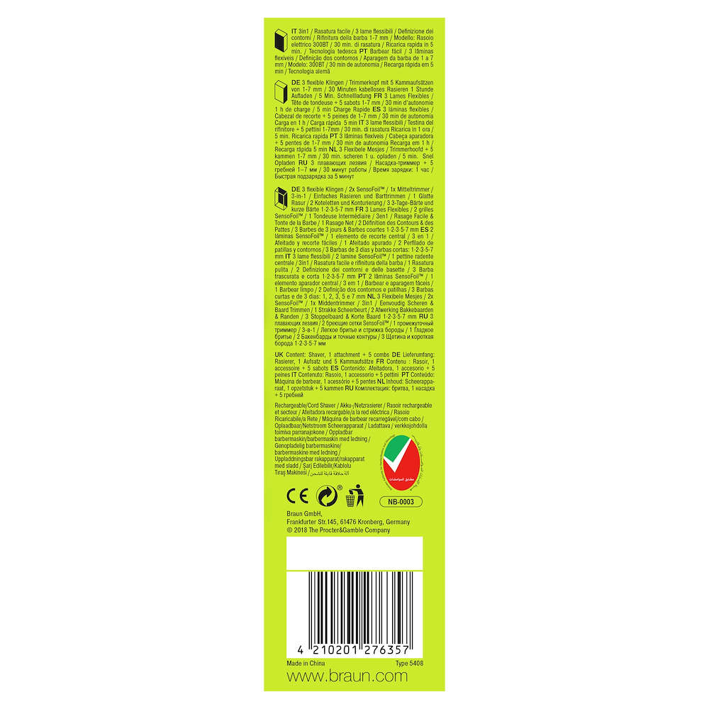 BRAUN 300BTNERO - Series 3 3-in-1 Rasierer