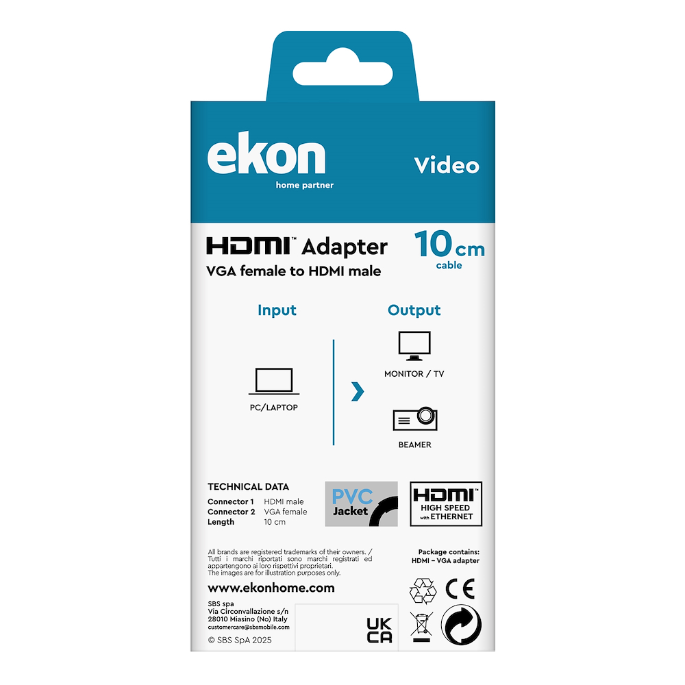 EKON ECVADHDMIVGAMF - 10 cm HDMI zu VGA Adapter