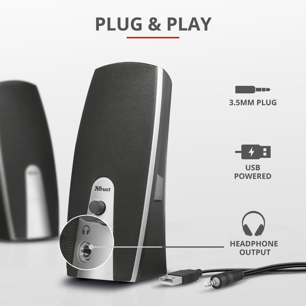 TRUST 16697 - 16697 0009319 CASSE PC 2.0 10W mitNETT.CUFFIE NERO