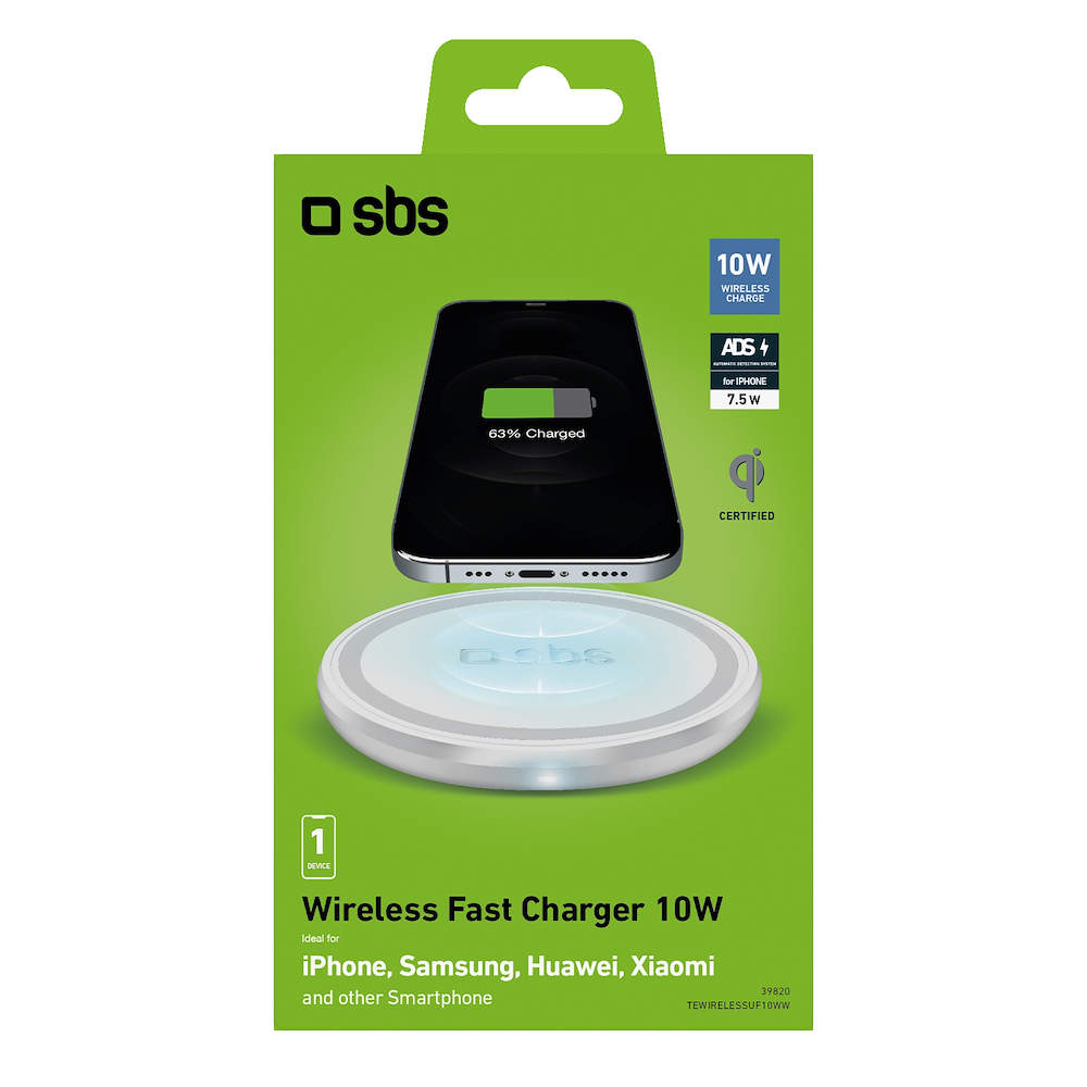 SBS TEWIRELESSUF10WW - Caricabatterie Wireless Fast Charge 10W