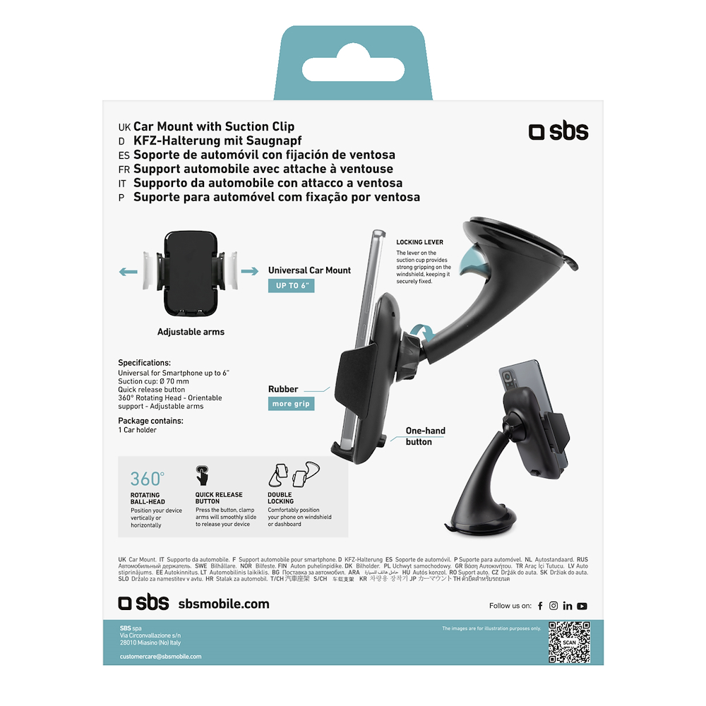 SBS TE0UCH1AW - Supporto auto universale per smartphone