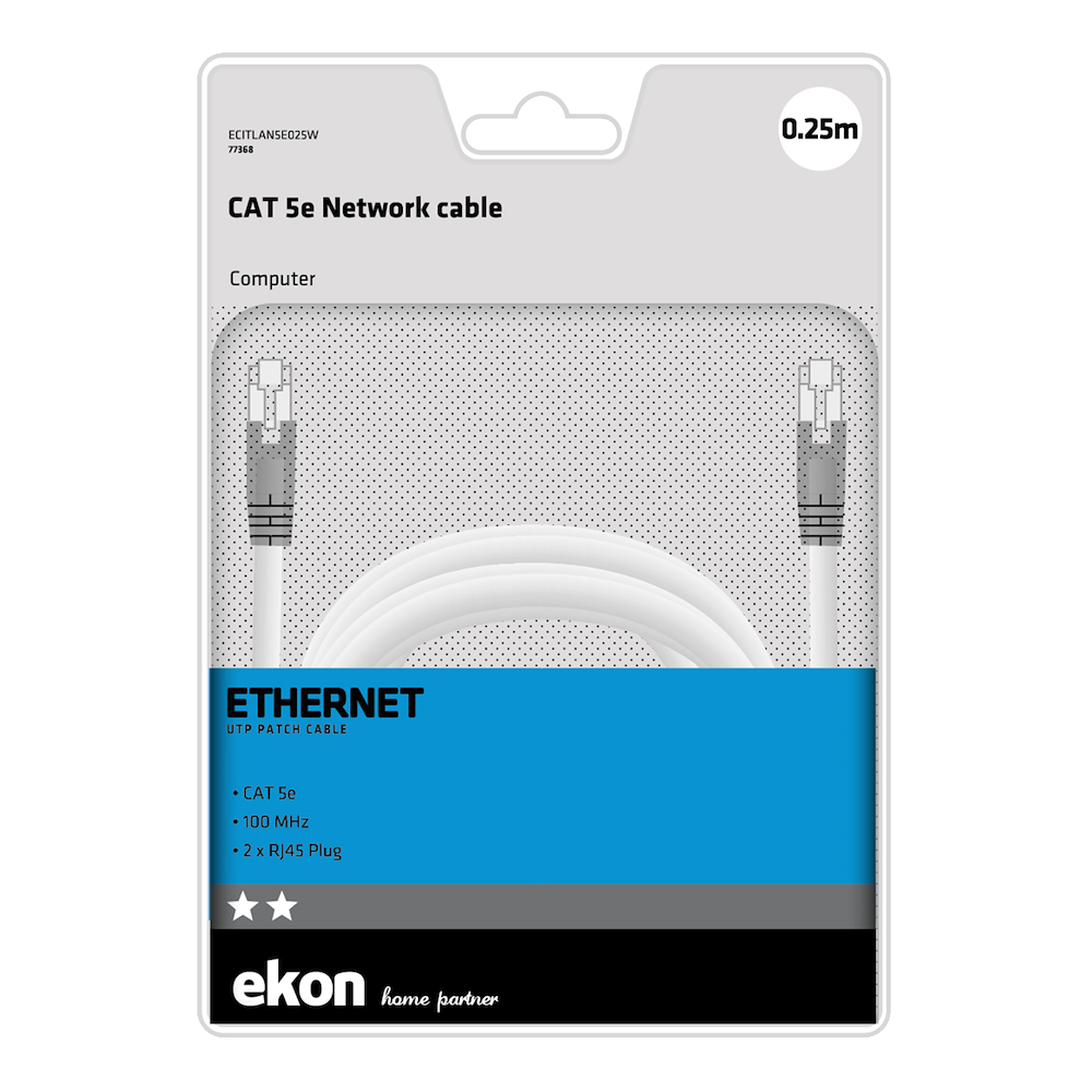 EKON ECITLAN5E025W - Netzwerkkabel UTP Cat 5e 0.25m