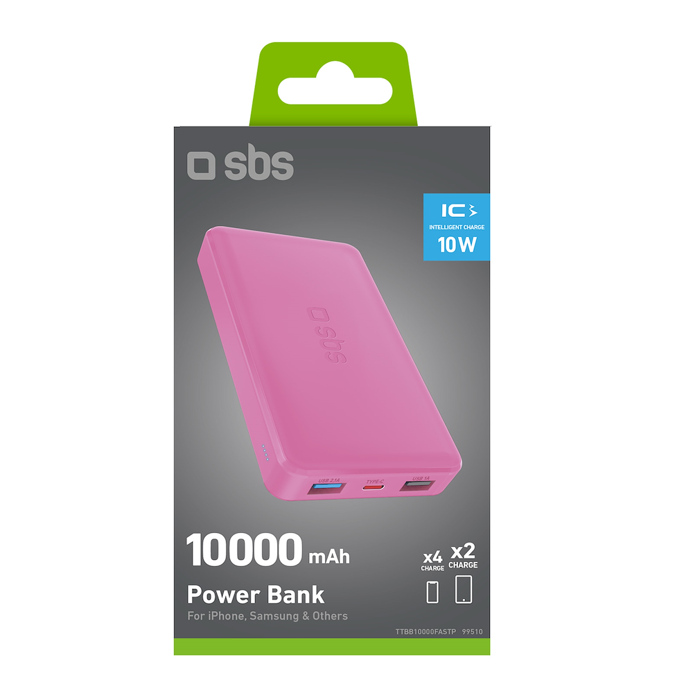 SBS TTBB10000FASTP - Power Bank 10000mAh Rosa